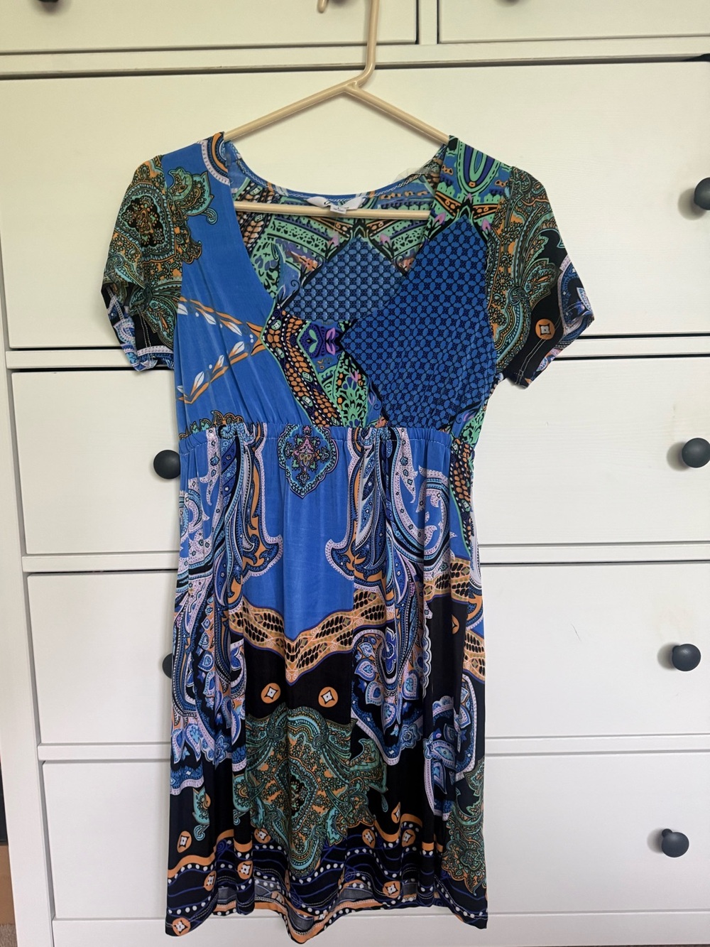 5th & Love Blue Paisley Patchwork Midi Dress